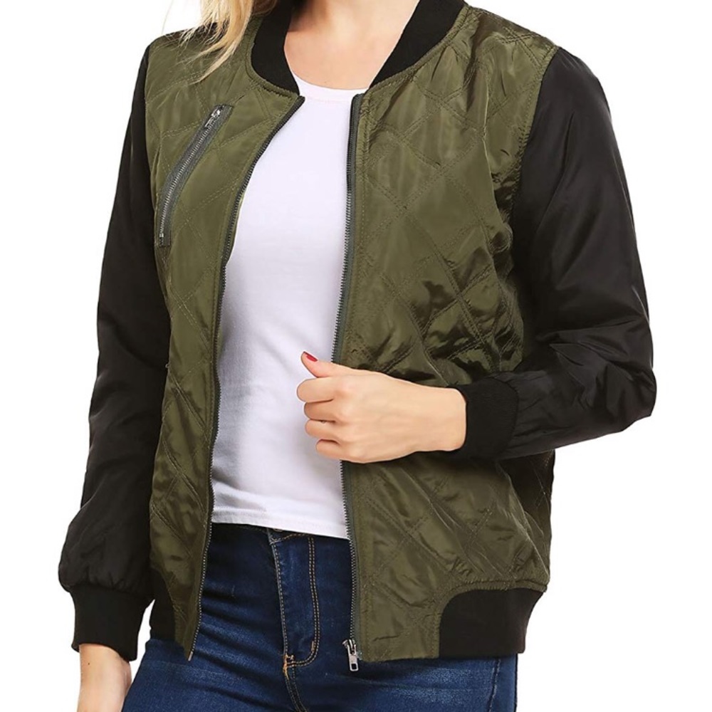 💣 You tha bomb Fall Woman’s Green Quilted Jacket - Picture 3 of 6